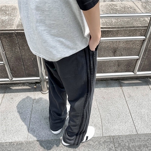 侧边条纹阔腿休闲裤男士夏季美式复古轻垂感工装直筒裤B8533-p35图片