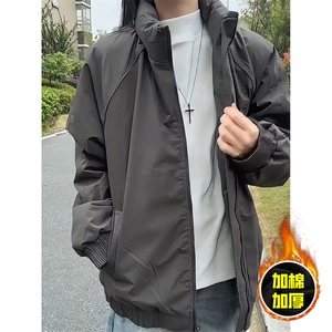 现货美式高街休闲棉衣夹克三防立领纯色户外工装加厚棉服外套图片