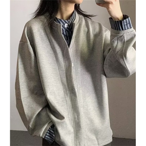 简约纯色立领卫衣春秋男女情侣高级感拉链衫外套上衣流行 W166图片