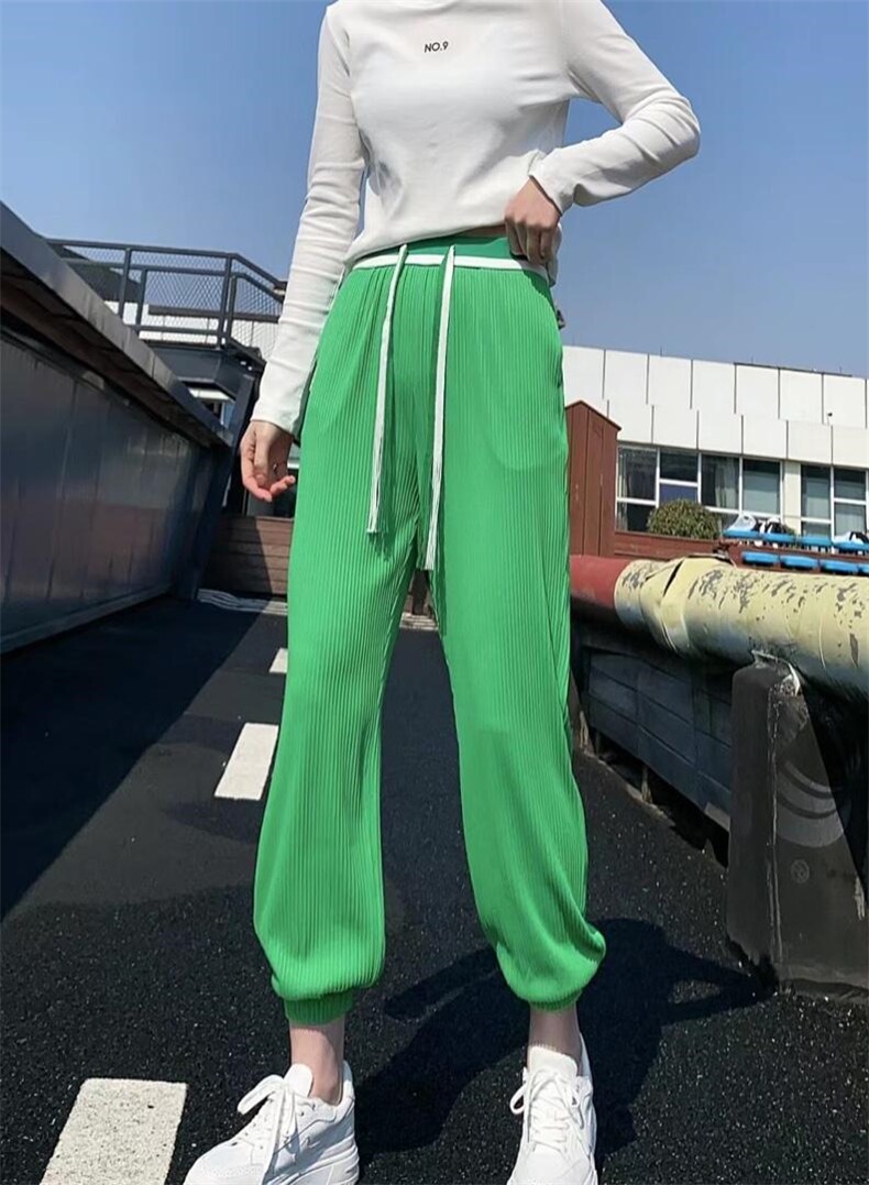 潮裤：冰丝条纹抖抖裤，其它，金川古韵(4F)