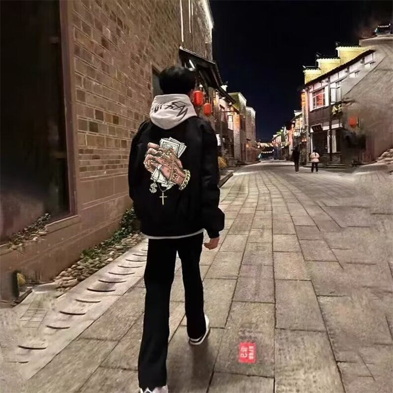 秋冬痞帅外套男ins高街潮牌港风日系原宿风韩版潮流宽松夹克,男装夹克,星座1210-1