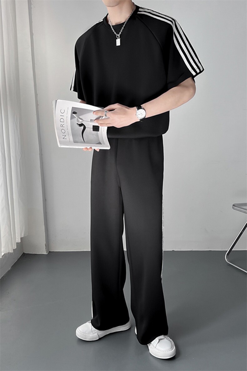 轻熟休闲套装夏季短袖T恤ins潮牌运动情侣两件套TZ43/P125控179,男装T恤,电商A243