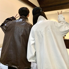 1港风钢印夹克大码M-5XL鳄鱼纹情侣女皮衣外套男JK8749P90控128，男装皮衣，星座226-2
