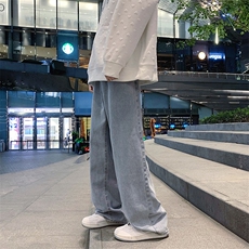 港风宽松大码直筒裤拖地裤纯棉水洗牛仔裤A014-K8133-P45控58，男装牛仔裤，电商A014