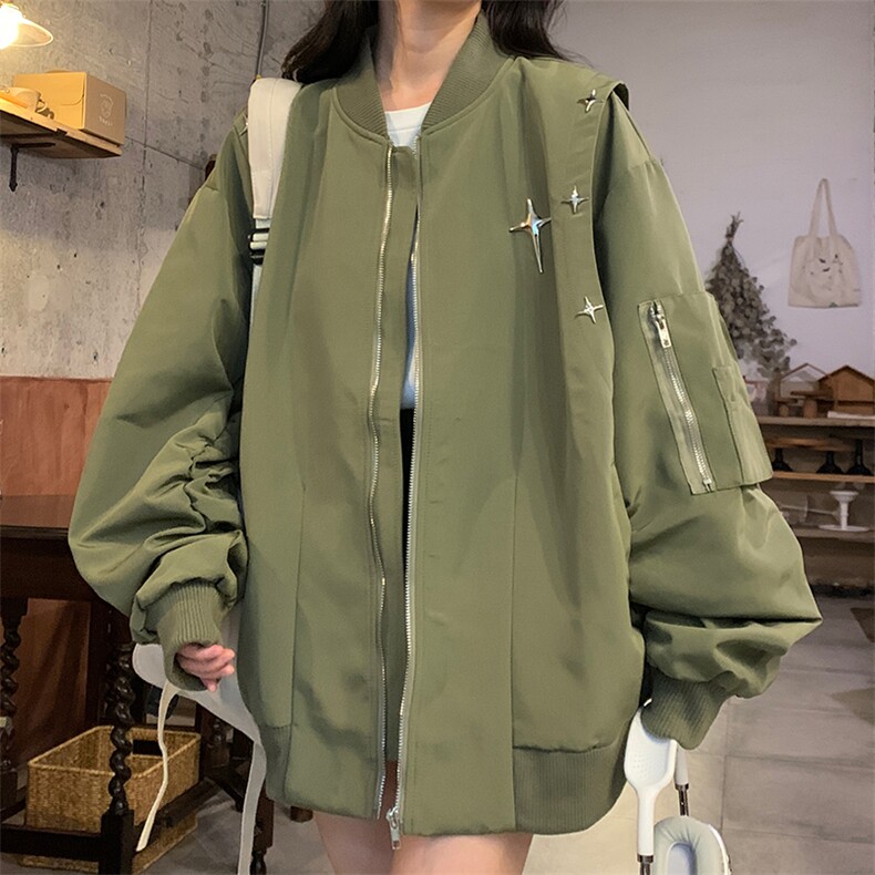 复古街头飞行员夹克棒球服男女潮牌宽松百搭休闲工装C650-88,男装夹克,星座911-2(原星座613-2）
