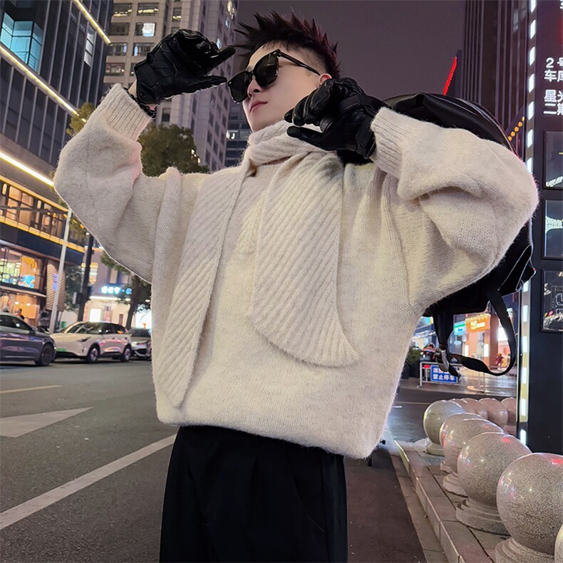 AM331/P98控138冬季社会小伙打底时尚百搭保暖围巾款毛衣男米白首，男装T恤，星座305B-1