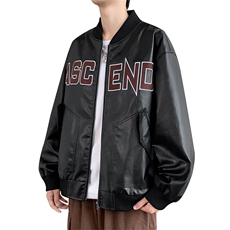 秋季大码2XL-8XL男士休闲棒球领绣花皮衣夹克外套，男装夹克，星座209