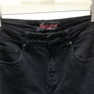 秋季新品 纯黑色韩版简约切边小脚牛仔裤男铅笔裤9168-P85 长期款图片