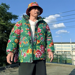 MY206绿色连帽加厚保暖防寒棉衣外套棉袄棉服东北大花男女团队潮图片