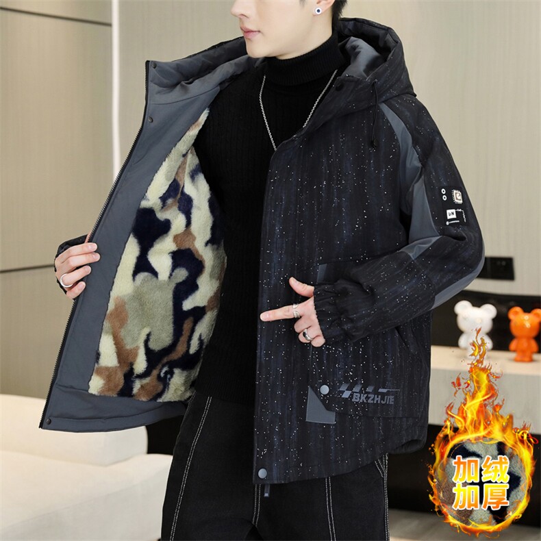 秋冬男式加绒加厚夹克男时尚派克服加厚棉衣男外套MY8650-P93,男装夹克,星座310B-3