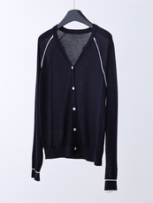 剪刀领拼色开衫，女装针织衫/毛衣，优麦羊绒（原洪叶羊绒）