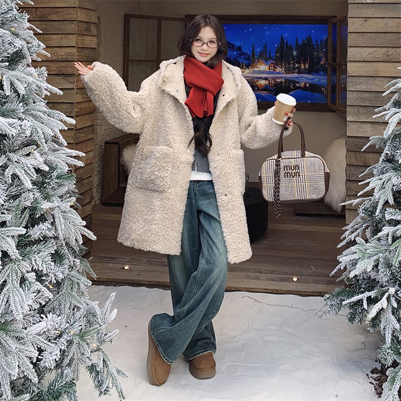 冬装新品连帽羊羔毛外套浙宝208-8058-P185K278，女装羊羔毛/颗粒绒，浙宝208