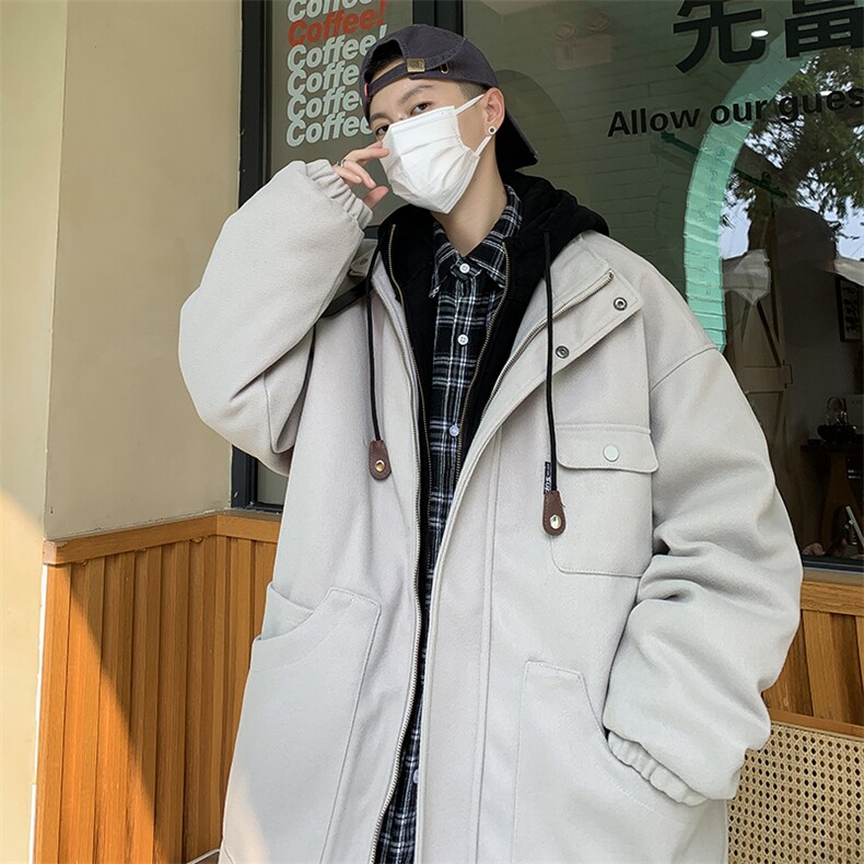 2024新款连帽工装假两件男款潮牌风衣外套情侣棉服W7822-P88,男装风衣,星座512-3