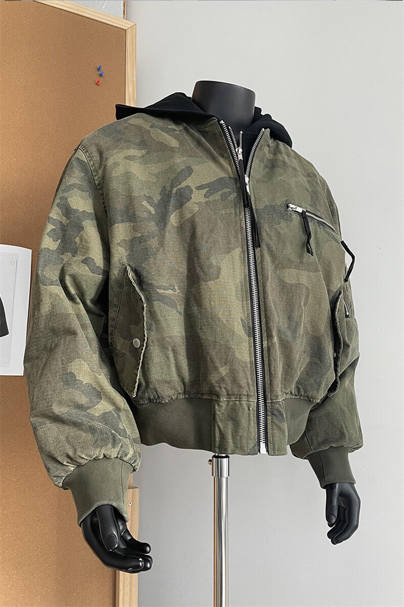 美式复古假两件迷彩外套飞行员夹克连帽棒球服WT963特P95,男装夹克,星座908-1
