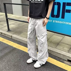 美式冰丝速干裤男夏季薄款褶皱伞兵工装裤青少年宽松休闲运动，男装工装外套，星座601-1
