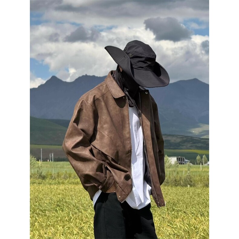 做旧皮衣外套男PU皮夹克男女防水机车服JK701特P78,男装皮衣,星座908-1