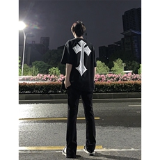 B221美式ins高街暗黑拉链小脚弹力破洞牛仔裤LK23060-P65控88，男装牛仔裤，电商B221