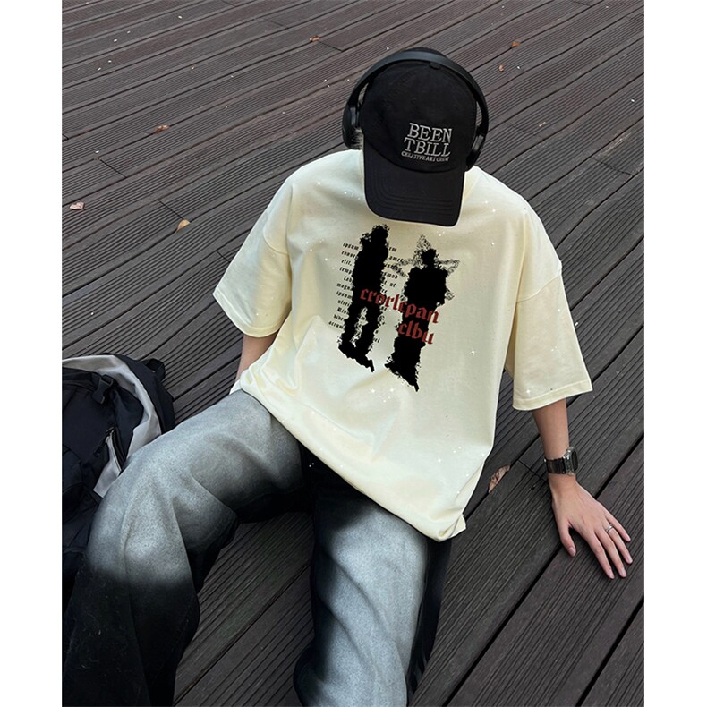 量大优供抖音视频支持得物配合二开美式满天星亮片短袖T恤MTX156,男装T恤,电商A486