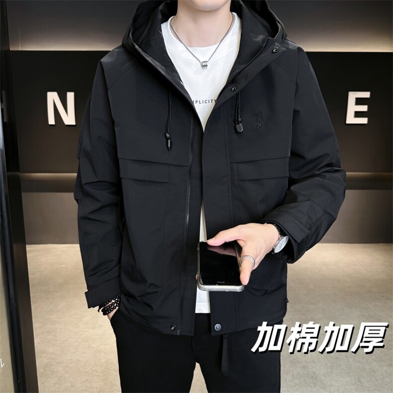 加棉加厚连帽长袖美式简约夹克秋季休闲外套NM823-加棉P100,男装夹克,星座310B-3
