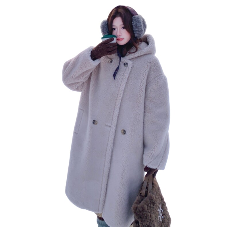 新款2025新款泰迪绒皮毛一体外套7850-P285-K428,女装毛呢外套,2C057