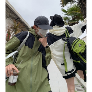 防晒指数UPF50+情侣装夏季新款防晒服宽松撞色拼接外套 D313 P68图片