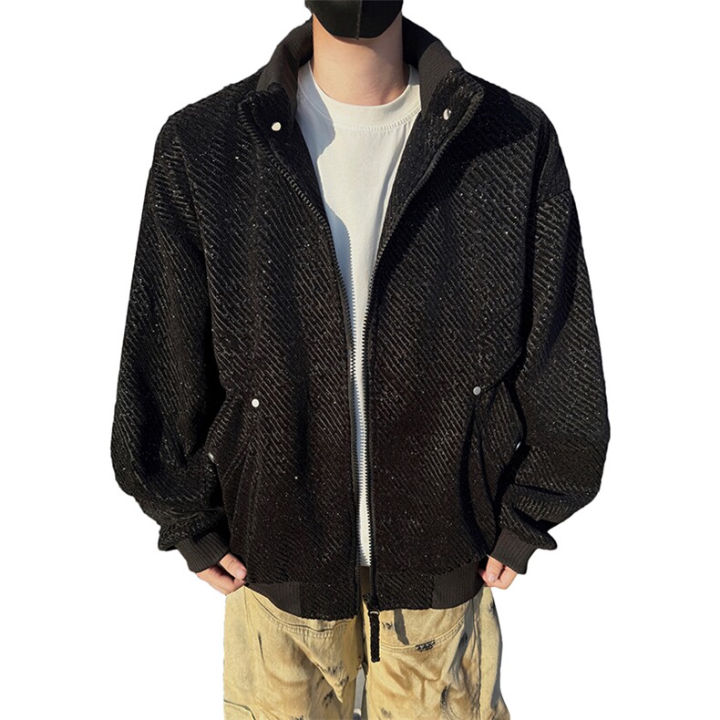 黑墙秋季工装夹克潮牌银丝斜纹雪尼尔翻领休闲外套A436-6109-P75,男装夹克,电商A436