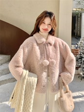 现货保暖环保麂皮绒加厚外套p185-k268，女装羊羔毛/颗粒绒，丝露怡语