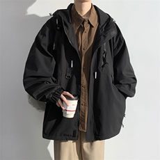 WASSUPHAPPY美式工装外套男春秋季潮流休闲连帽青少年夹克冲锋衣，男装夹克，电商B306