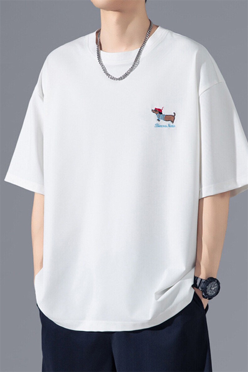 2025夏季新款港风无影墙大码冰丝刺绣T恤M-5XHT25465-特P25,男装T恤,电商A022