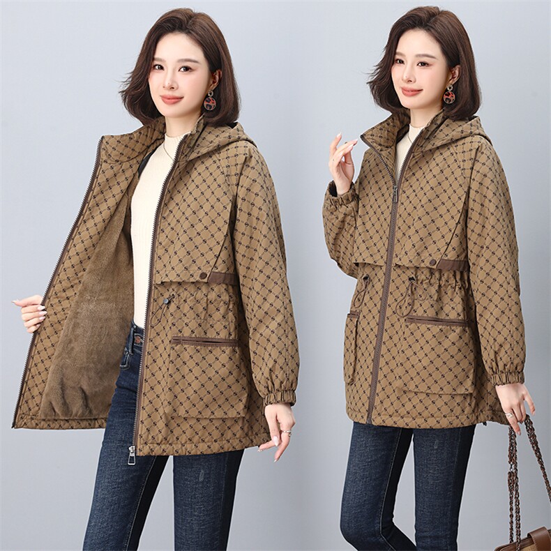 冬装加绒加厚外套中年时尚仿兔毛派克服中老年女宽松棉服，女装大码女装，奕阳依阁
