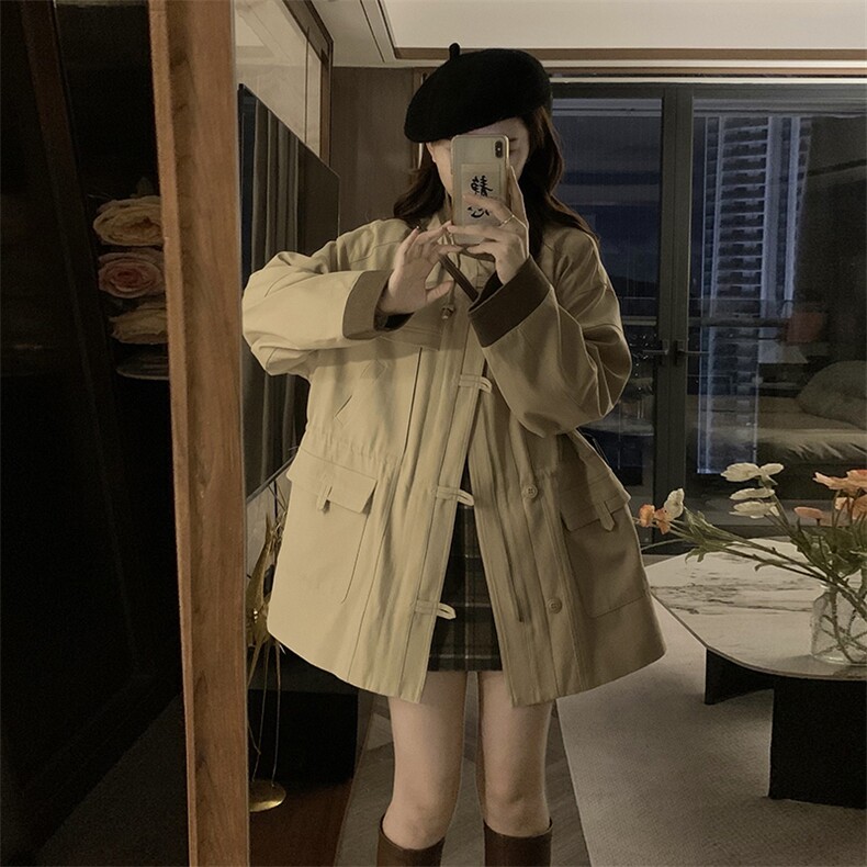 奶咖色风衣女新款小个子宽松显瘦英伦风短款外套C802-P105,男装风衣,星座911-2(原星座613-2）