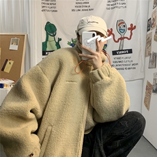 港风冬季宽松百搭棉服男羊羔毛情侣棉衣男外套男7956P105控149，男装棉衣，星座226-1