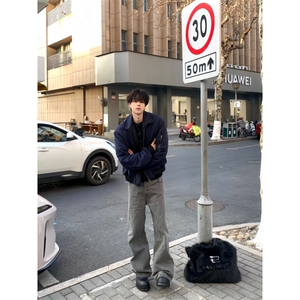 【有货】cleanfit藏青短款外套男美式高街飞行员夹克P15CC-特P55图片