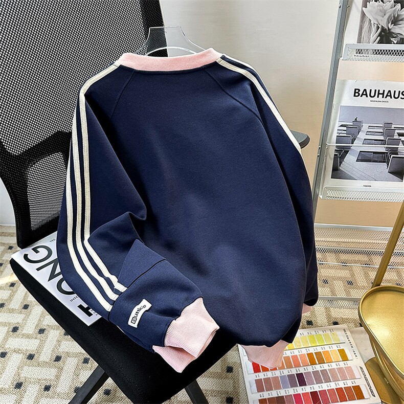美式复古V领球衣卫衣男女秋季情侣套头外套刺绣上衣宽松Y7477-p50,男装卫衣,星座1008