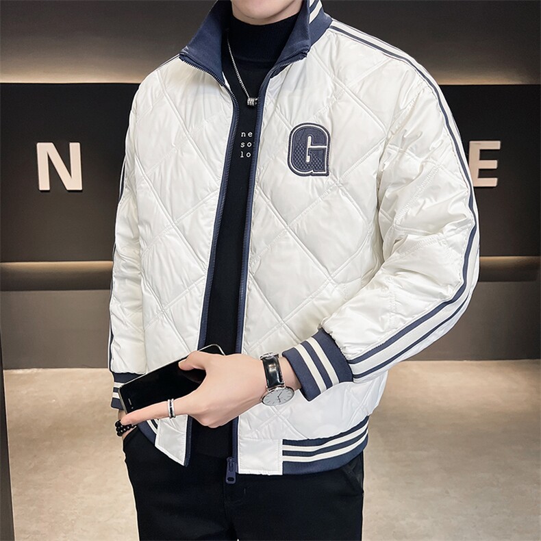 80白鸭绒羽绒服男店主风棒球领轻薄休闲外套 B317/9818/P165图片
