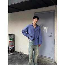 美式夏季长袖衬衫男士高级氛围感cleanfit防晒格子外套男，男装防晒衣，星座1210-1