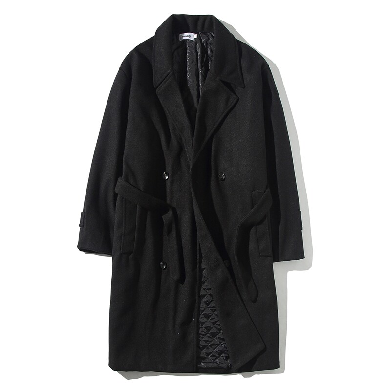 Q2094秋冬款港风韩系潮男女宽松垂感中长款呢子大衣风衣外套P138，男装风衣，电商C306-1