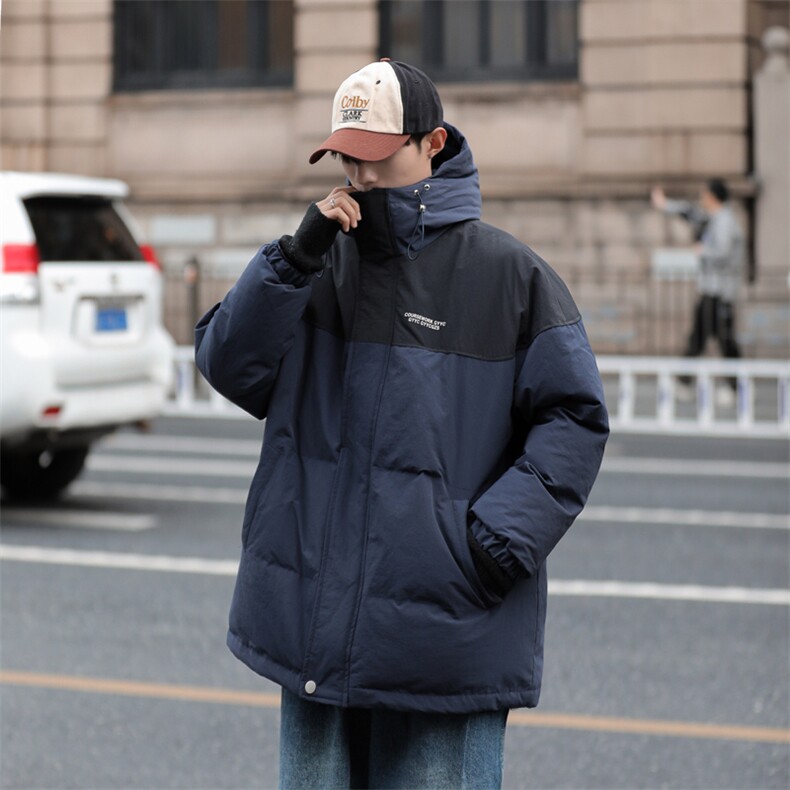 冬季新款潮牌休闲工装连帽棉衣外套拼接加厚保暖棉服男 W8053-P95图片