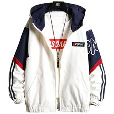 挂拍秋季潮男拼色工装夹克男连帽宽松大码外套A436-K38-P85，男装夹克，电商A436