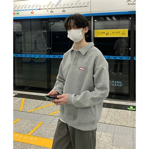抖音得物高品质印花  秋美式高街结构设计POLO翻领卫衣外套AW7701图片