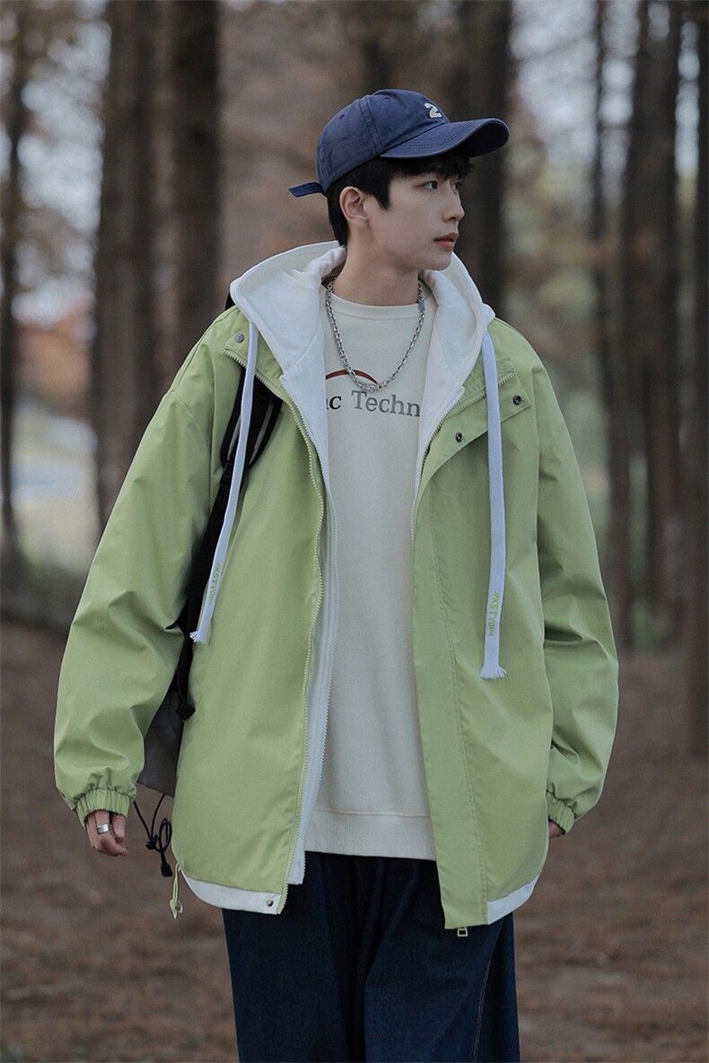 新款连帽假两件冲锋衣夹克中性风潮流休闲外套A238-JK2362-P70,男装夹克,星座717