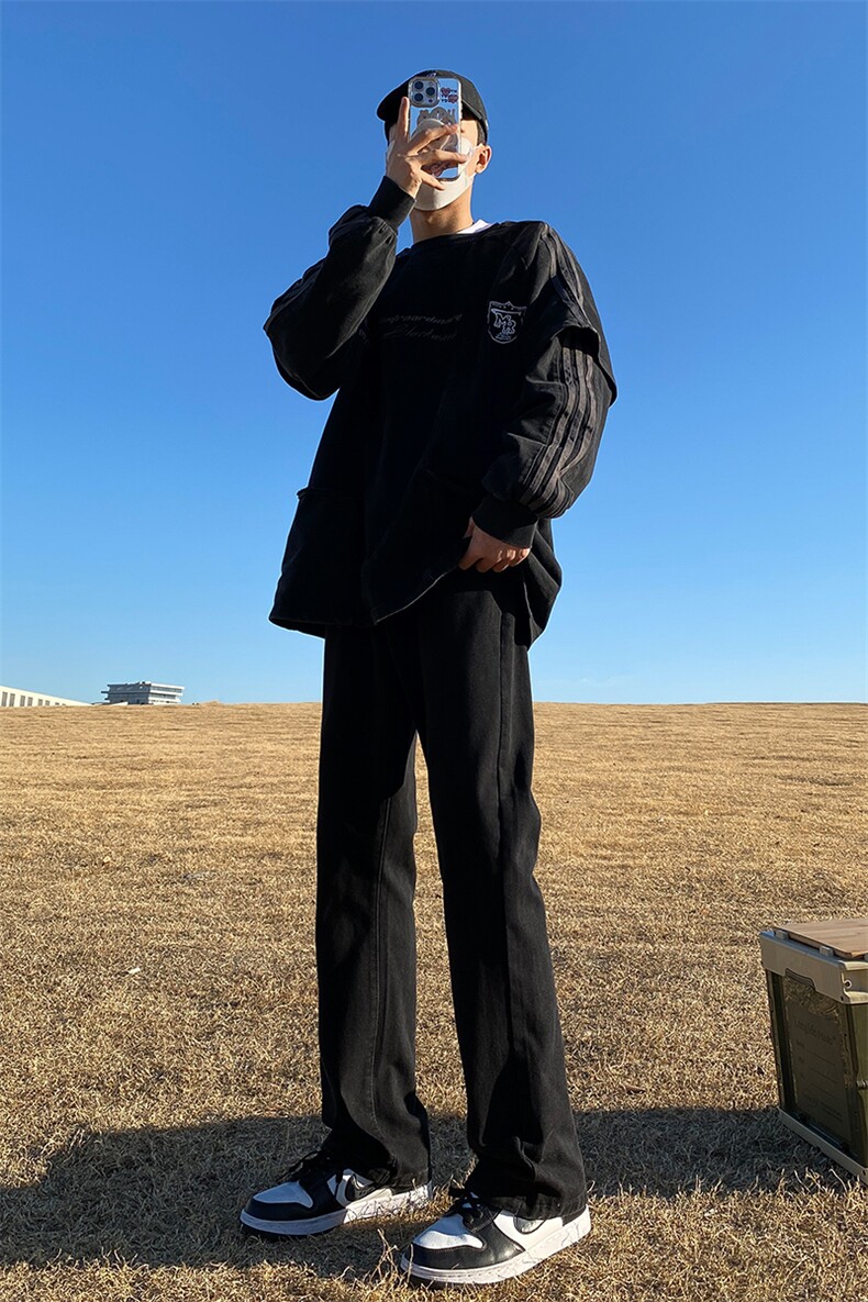 2024春款修身微喇复古弹力牛仔裤715-6-BK01P50,男装牛仔裤,星座715-6