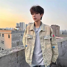 868-P70美式水洗做旧牛仔外套男女宽松秋季款，男装工装外套，电商B323A