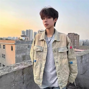 868-P70 美式水洗做旧牛仔外套男女宽松秋季款图片