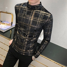 店主风T恤男长袖针织衫英伦风打底网红半高领打底衫A068-XS12-P45，男装T恤，星座419（原A233）
