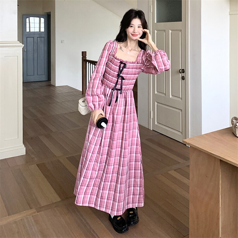现货春季新款打揽格子连衣裙25019P130K188,女装连衣裙,2D035