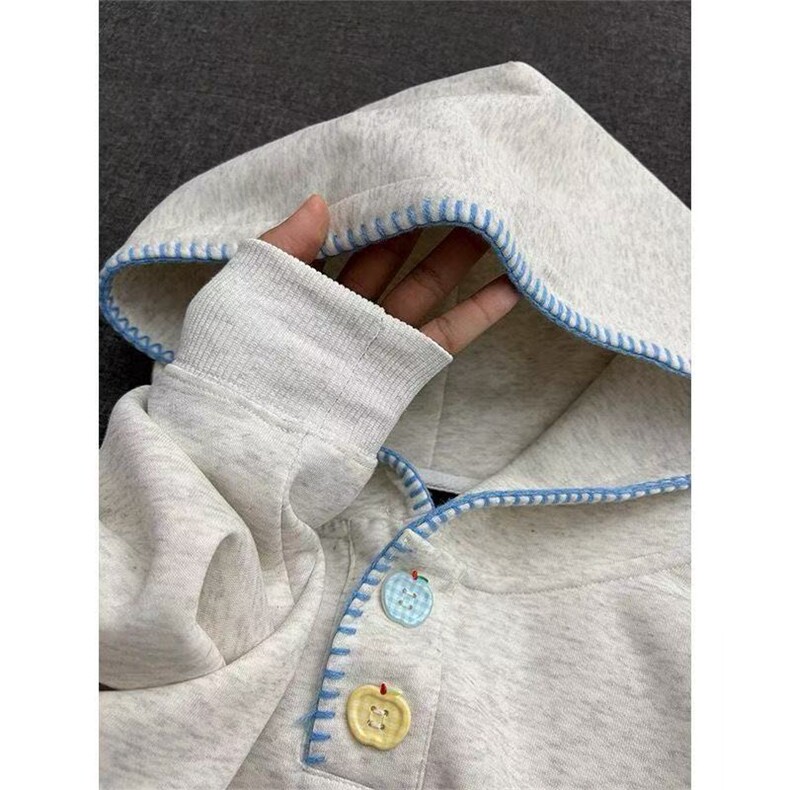 5649-P53原版做工压线+毛绒刺绣休闲宽松连帽卫衣薄款/加绒,男装卫衣,星座617A-2
