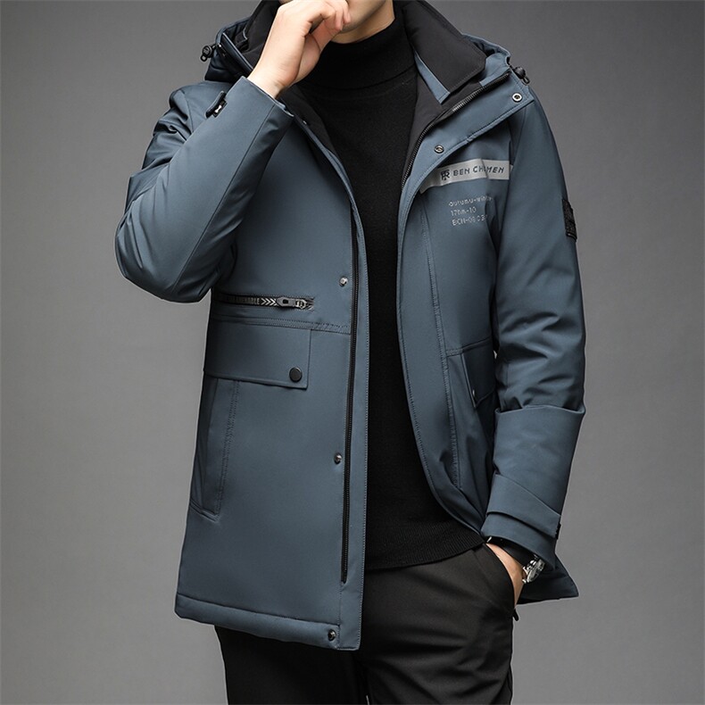 冬季休闲羽绒服爸爸装纯色外套中老年男士新款潮QLMF86068-P315，男装羽绒服，电商B212（原钱塘6029）