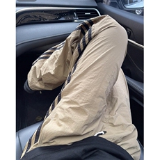 卡其色速干条纹裤子男款夏季薄款美式高街三条杠工装裤直筒休闲裤，男装工装外套，星座601-1