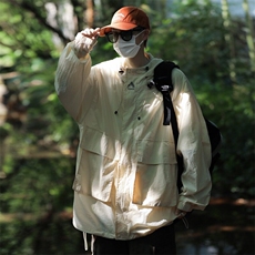 2025复古简约纯色立领休闲防晒衣男女夏季户外防晒衣JK122，男装夹克，星座1108